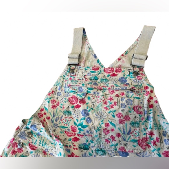 Duluth Trading Co Womens Gray and Pink Floral Patterned Overalls Size Large X 31 - Picture 4 of 16